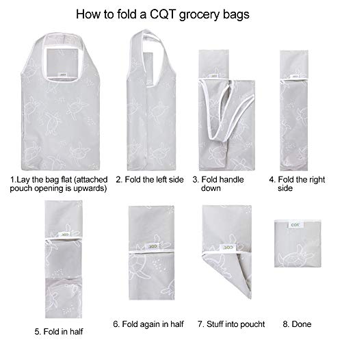 Cqt Reusable Grocery Bags Foldable Shopping Bags 6 Pack Xlarge 50Lbs Tote Bags Machine Washable Eco-Friendly Polyester #TOP7