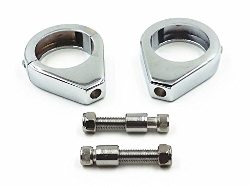 41mm Motorcycle Fork Turn Signal Relocation Relocator Bracket Clamps Mount For Harley Dyna XL Honda Kawasaki Suzuki Yamaha Cruiser Chopper (41mm, Chrome)