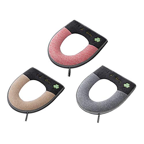 MOLUO Siège de Toilette Zipper Padded WC-Sitzkissen Badezimmer warme weiche Toilettensitzabdeckung Deckel Pad Closes Schutz Badezimmer Zubehör-Set (Color : LHH5909) – Bild 5