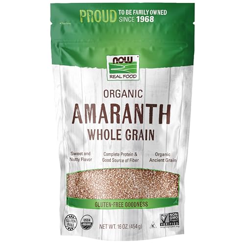 NOW Foods Organic Amaranth Whole Grain Source of Protein and Fiber Gluten-Free Certified Non-GMO 16-Ounce (Packaging May Vary)