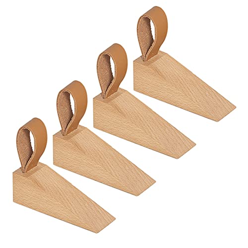 Gativs Zeppe di Legno Duro 4 Pezzi Fermaporta Antiscivolo in Legno di Faggio Cunei per Porta Cuneo Porta Fermaporte Blocca Porta Legno a Forma di Cuneo Cunei in Legno di Faggio Fermaporta a Pavimento