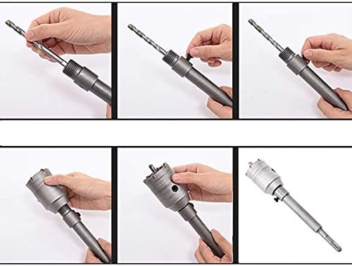 Round Handle Shank Concrete Wall Drill Bit Hole Saw Cutter Concrete Cement Stone 30 40 50mm SDS Plus Shank Hole Saw Wall Concrete Cutter Drill Bit for Brick Stone Concrete CementSilver