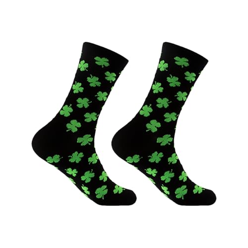 JUFYVO Chaussettes trèfle irlandais pour la Saint-Patrick - Chaussettes amusantes pour la Saint-Patrick - Chaussettes irlandaises amusantes - Trèfle porte-bonheur - Chaussettes vertes pour homme et