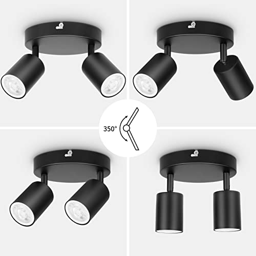 Ketom Black LED Ceiling Light Round Rotatable, 2 Way Ceiling Spotlight Fitting, Adjustable GU10 Ceiling Spotlight - Image 4