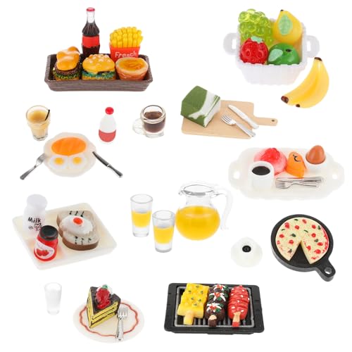 TIESOME Casa De Muñecas En Miniatura 1:12, 50 Piezas De Juguetes De Resina Para Alimentos Accesorios Para Muñecas Platos De Juego Mini Cocina Decoración De Pasteles Pequeños Regalo Para Niño O Niña