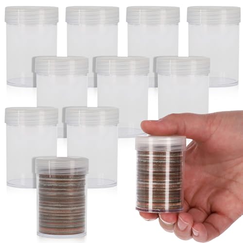 BCW Coin Tubes for Silver Dollars - 10 Pack | Holds Eisenhower Dollar | Durable Holders | Coin Collecting Supplies | Coin Storage Tubes with Airtight Lids