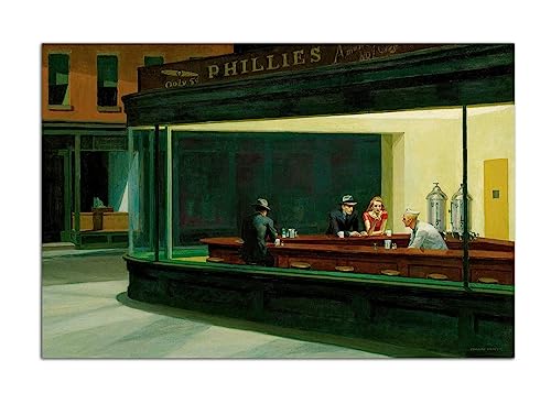 Peinture Nighthawk Edward Hopper toile déco salon style bistrot moderne et bureau contemporain