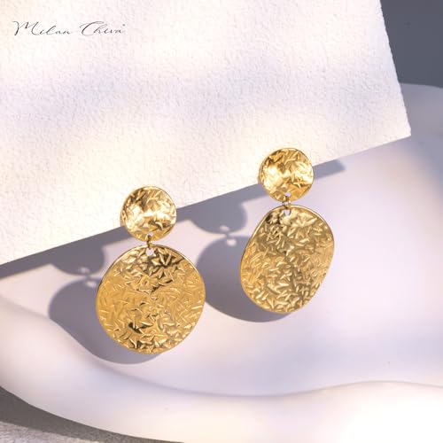 Milan Chiva Small Dangle Earrings for Women 14k Gold Plated Lightweight Huggie Drop Dainty Jewelry4