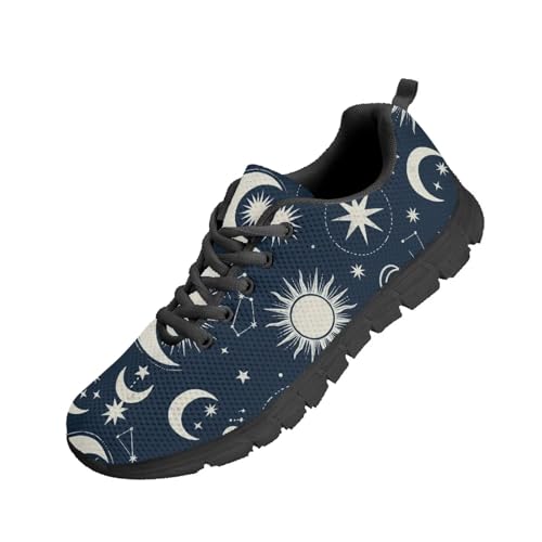 SYtrade Galaxy Moon Star Navy Mens Tennis Shoes Lightweight Lace Up Running Sneaker Black Sole