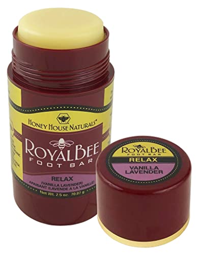 Honey House Naturals Royal Bee Foot Bar – 2.5 Ounce Twist Up Tube – All Natural Ultra Moisturizing, Odor Eliminating, Essential Oil Infused – Made In Usa (Relax) #TOP19