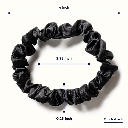 RobeCurls Skinny Scrunch Satin Scrunchies for Women & Kids - No Crease, Frizz Free, Gentle Hair Ties with Storage Ring - Soft Scrunchies Glide Without Snagging for All Hair Types - Multicolor, 5 Pcs