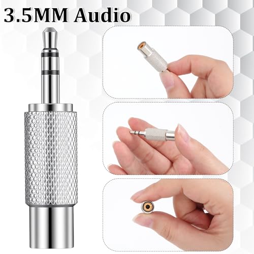 2 Packs adaptador RCA macho a estéreo 3.5 mm plateado miniatura 4