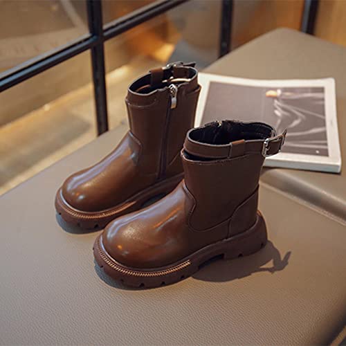 Boy's Girl's Waterproof Outdoor Ankle Boots Side Zipper Comfort Fashion Booties for Kids (Toddler/Kid/Big Kid) (Brown, 9-9.5 Years Big Kids)2