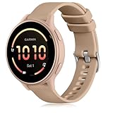 GEAK Compatible with Garmin Vivoactive 5 Watch Bands for Women Men, Silicone 20mm Quick Release Watch Band for Vivoactive 3/Vivoactive 3 Music/Garmin Venu/Venu Sq/Forerunner 645/245 Smartwatch MilkTea