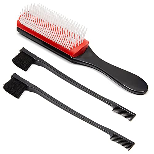 Edge Brushes and Cushion Nylon Bristle for Curly and Natural Hair (3 Piece Set)