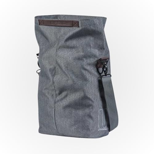 Basil City Fahrradshopper - Reflektierende Fahrradtasche Hinten - Fahrradtaschen für Gepäckträger - 14-16l - Grau