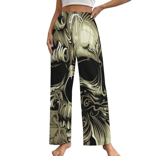 Pantalon de pyjama femme crâne gris bas de pyjama vêtement de nuit S