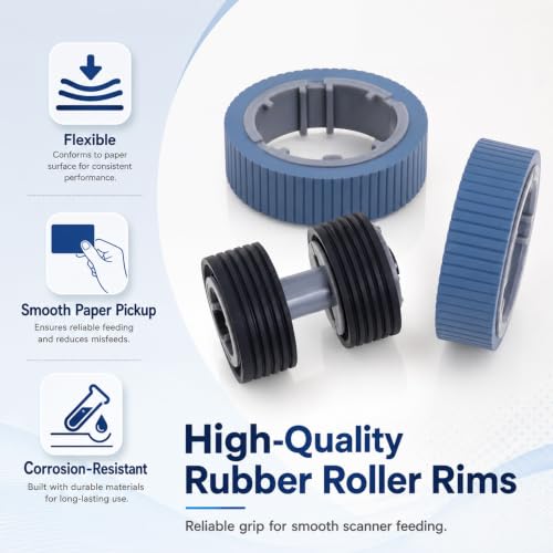 Image of PA03670-0001 and PA03670-0002 Scanner Brake and Pick Roller Set Compatible with Fujitsu Fi-7160 Fi-7260 Fi-7140 Fi-7240 Fi-7180 Fi-7280 Replacement Parts