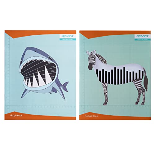 Image of Apsara Graph Paper Books for School & College | Graph Books A4 Size | 28 CM x 22 CM Approx - 64 Pages | Numbered Pages and Ruled Margins | Graph Sheets with 1 MM Square for Maths | Set of 12 Graph book