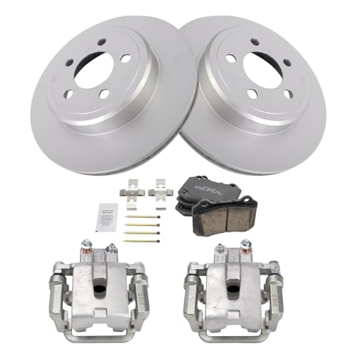 Image of TRQ Rear Brake Pad and Rotor Set Ceramic G Coated Rotors Calipers
