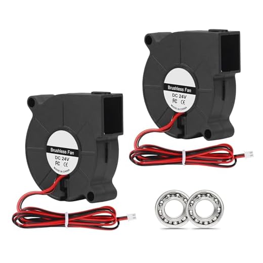 2PCS 5015 Blower Fan 24V, 50mm 5015 Blower 24V Dual Ball Bearing 1000mm/39in Cable for 3D Printer Cooling Fan and Turbine Turbo Brushless Blower