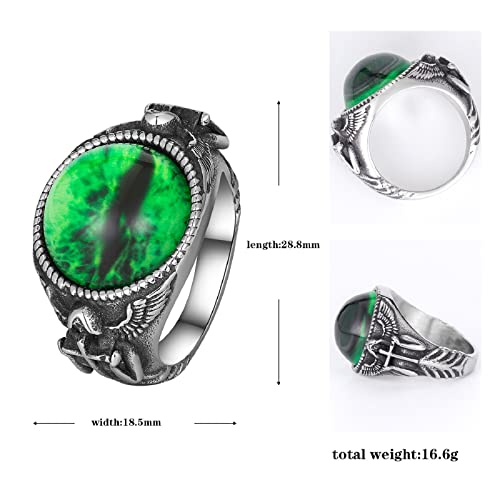 Evil Eye Ring,Retro Ghost Claw 3 color Evil Eye Titanium Steel Ring For Men，Gothic Jewelry Dragon Claw Devil Eye Rings, Black 316L Stainless Steel Mens Ring (10, blue)2