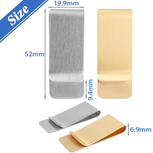 Wolfride 10 Pcs Stainless Steel Money Clips for Men, Metal Wallet Clip & Cash Clip Slim, Small Money Clips for Cash, Cards & Receipts | 8 Silver + 2 Gold2