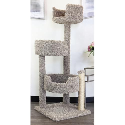 Maykoosh Southwestern Sanctuary Multi-Level Cat Cat Climbing Tower Cat Tree, Solid Wood and Carpet Construction, Modern Cat Tree with Scratch Post and Sturdy Base Speckled/26 L x 25" W x 49" H