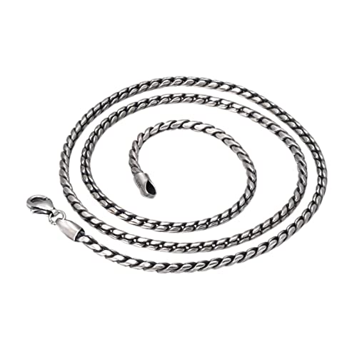 Collier chaîne corde en argent vieilli 2.5mm homme pour look hip-hop
