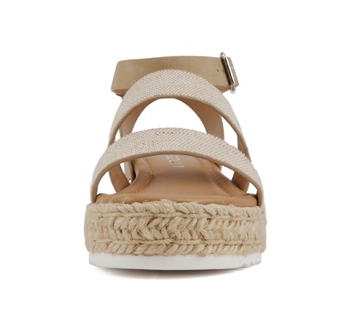 Image of Soda BRYCE-2 Kids /Children /Girls Open Toe Two Bands Espadrille Jute Platform Wedge Casual Fashion Flatform Sandals with Buckle Ankle Strap