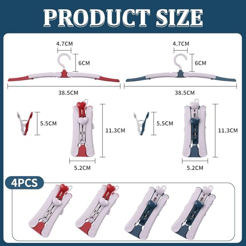 4 Stück Liebe Faltbare Kleiderbügel, Reise-Kleiderbügel Faltbar, Reise-Kleiderbügel Für Erwachsene, Tragbare Kleiderbügel, Wohnmobil-Auto-Kleiderbügel, Camping-Haken-Kleiderbügel