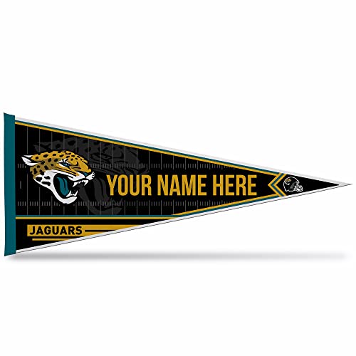 Image of Rico Industries NFL Football Jacksonville Jaguars Personalized - Custom 12 inch x 30 inch Soft Felt Pennant - EZ to Hang