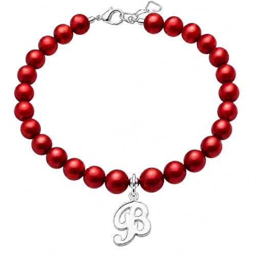 Image of Baby Crystals Personalized Red Bracelet for Protection -Baby Jewelry for Girls | 14K Gold-Plated or Sterling Silver Initial Charm Bracelet | Baptism, Birthday Gifts
