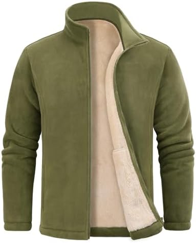 Nadeer Fleecejacken Herren mit Sherpa Futter Strickjacke | 2 Außentaschen, 2 Innentaschen, Übergangsjacke Stehkragen, Winddicht, Vollreißverschluss, Herbst Winter Outdoor