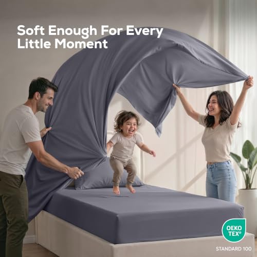 Image of Utopia Bedding Twin Bed Sheets Set - Pack of 2 Sheet Sets - Perfect for Spa, Hotel, & Guest Bedroom - Brushed Microfiber - Shrinkage and Fade Resistant - Easy Care (Grey)