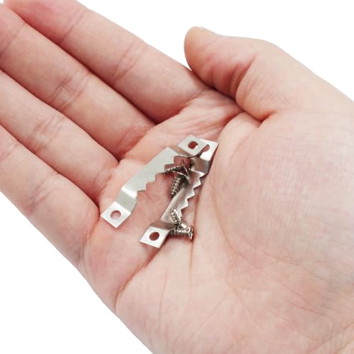Image of 50 Pcs Small Sawtooth Picture Hangers with 100 Screws, Metal Photo Frame Hangers for Picture Frame Painting Clock Artwork Home Decoration, Silver