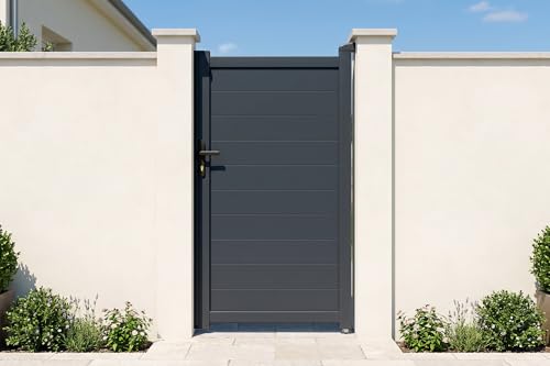 Casanoov Portillon EIGER 1x1,80m Aluminium Gris Anthracite – Design Plein Élégant et Moderne – Robuste Inoxydable Résistant Intempéries – Montage...