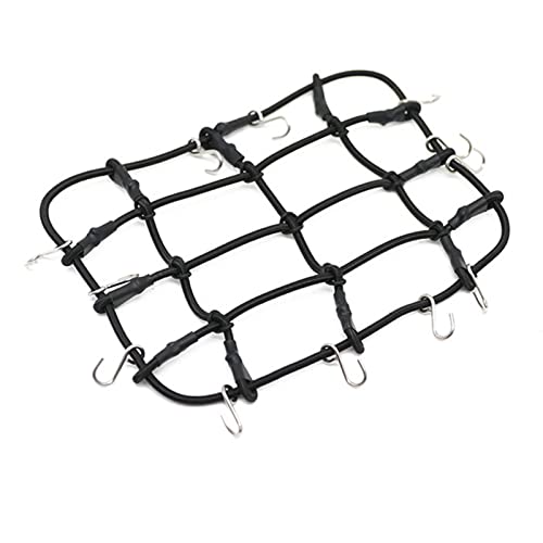 KEEDA RC Model Car Luggage Net, 130x100mm Rooftop Cargo net with Hooks for 1/12 RC Crawler Car MN D90 D99 MN99S Accessories (Black)