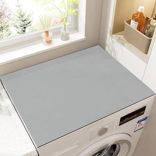 Housse de Protection pour Machine à Laver Top 60 x 60 cm Gris Tapis de Dessus de Machine Laver Antidérapant en Silicone Couverture Universelle pour Machine...