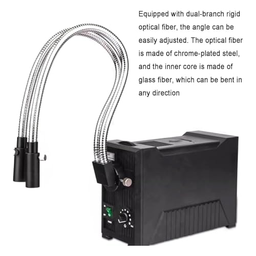 Iluminador de microscopio de Fibra óptica con Luces de Doble Cuello de Cisne, Rango de Longitud de Onda de 570-900 NM, Apertura Ajustable para Aplicaciones científicas, para Sus proyectos.