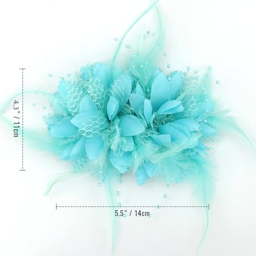 Image of DRESHOW Womens Fascinators Hats Tea Party Hats for Women Pearl Lace Feather Hat Vintage Derby Hats for Wedding Cocktail
