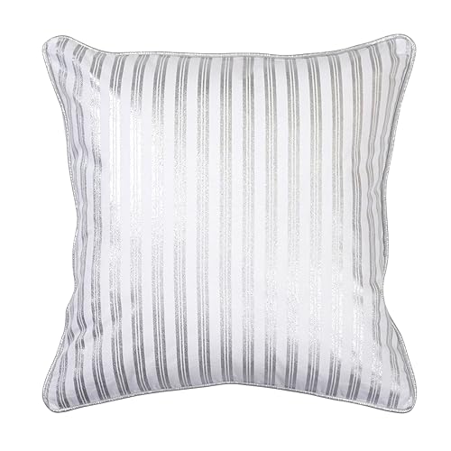 Image of ODE & CLEO with Front Vertical Foil Printed Stripe Cushion Covers with Zip Closure 18 inch x 18 inch (Pack of 3)