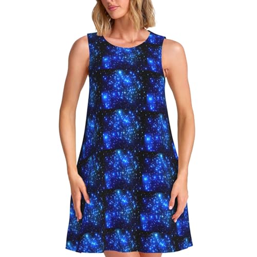 Robe d'été sans manches galaxie pour femme au style fluide
