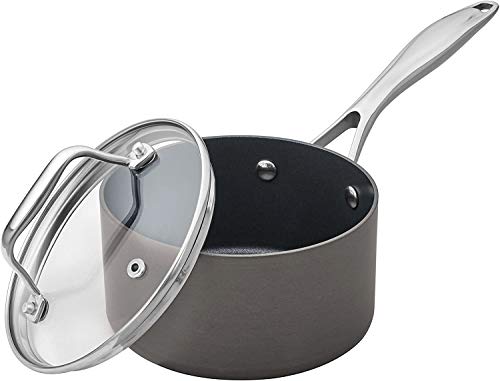 Stone & Beam Sauce Pan with Lid, 1-Quart, Hard-Anodized Non-Stick Aluminum