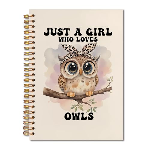 Carnet à spirale hibou - Just a Girl Who Loves Owls - Cadeau thématique 14 x 21 cm pour elle