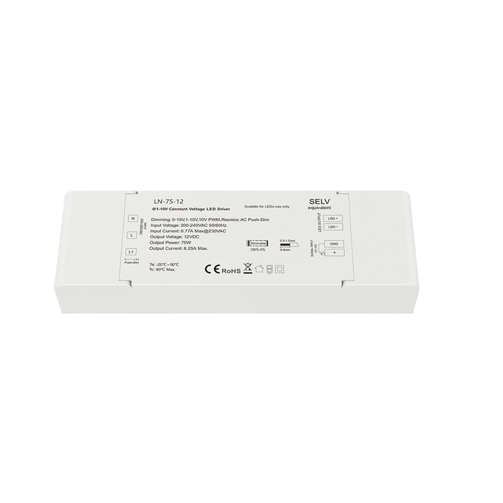 Driver LED 12V 75W variable pour stopper le sifflement des transfos