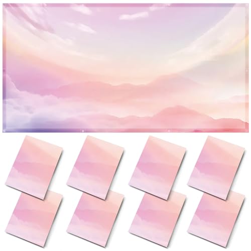 Image of ANGSYLTH 8 Pcs Fluorescent Light Covers - 4 x 2 Feet Covers for Ceiling Lights, 8 x 10 Magnetic Light Filters for Classroom, Office, Hospitals (Pink - Sky)
