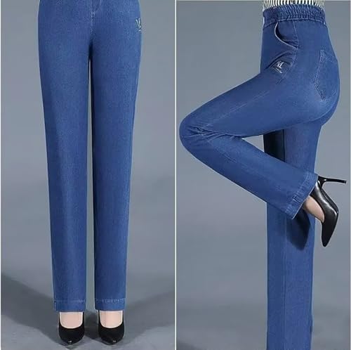 Janemore Comfy Jeans for Senior Women Femijeans - High Waist Ultra Stretchy Flattering Jeans Pull on Stretch Denim Mom Pants2