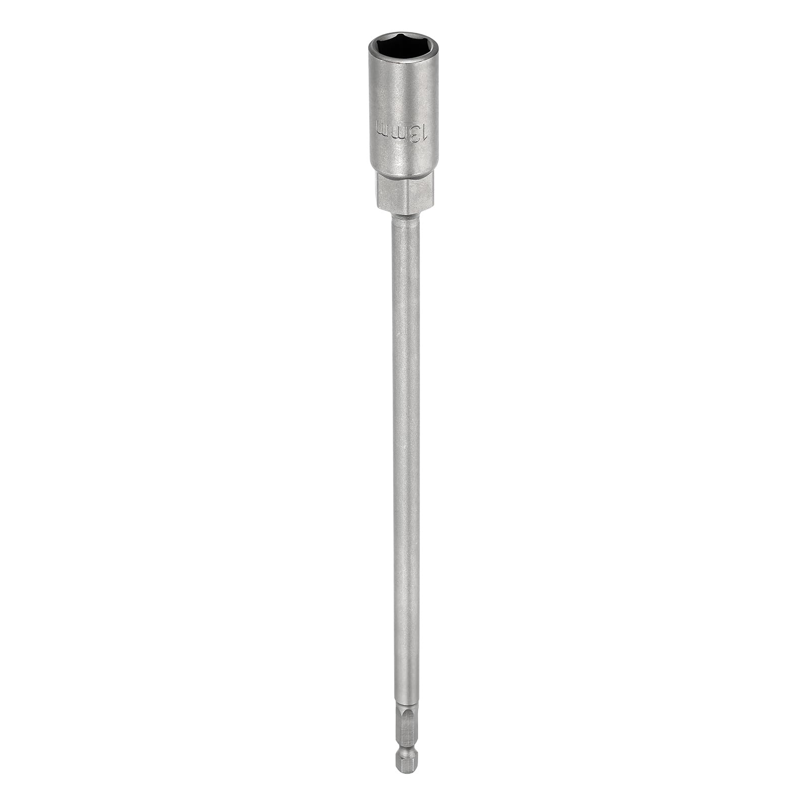 sourcing map Nut Driver Drill Bit 13mm Metric Socket 1/4" Hex Shank 10" (250mm) Extra Long 6-Point Sockets Quick Change 40Cr Steel Bolt Setters for Power Drill Drivers