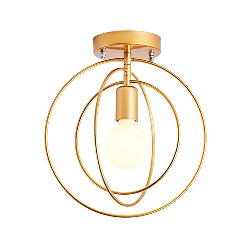 Lámpara de techo moderna LED tipo jaula industrial dorada E27 redonda